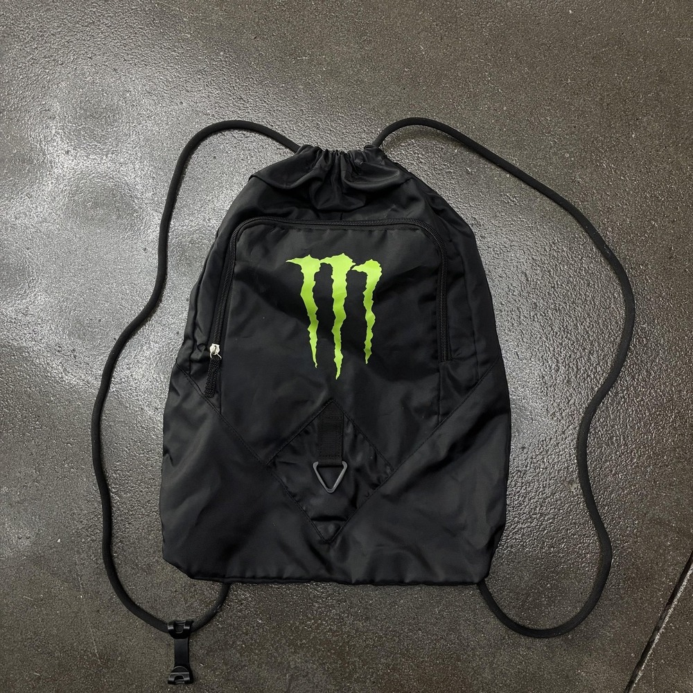 Y2k Monster Energy Drawstring Backpack Black 22" … - image 1